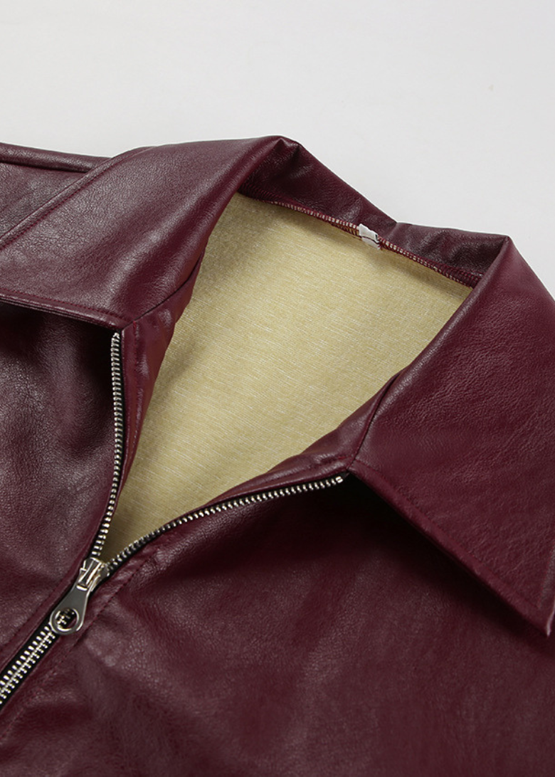 Women's Eco Leather Jacket with Zipper Pocket