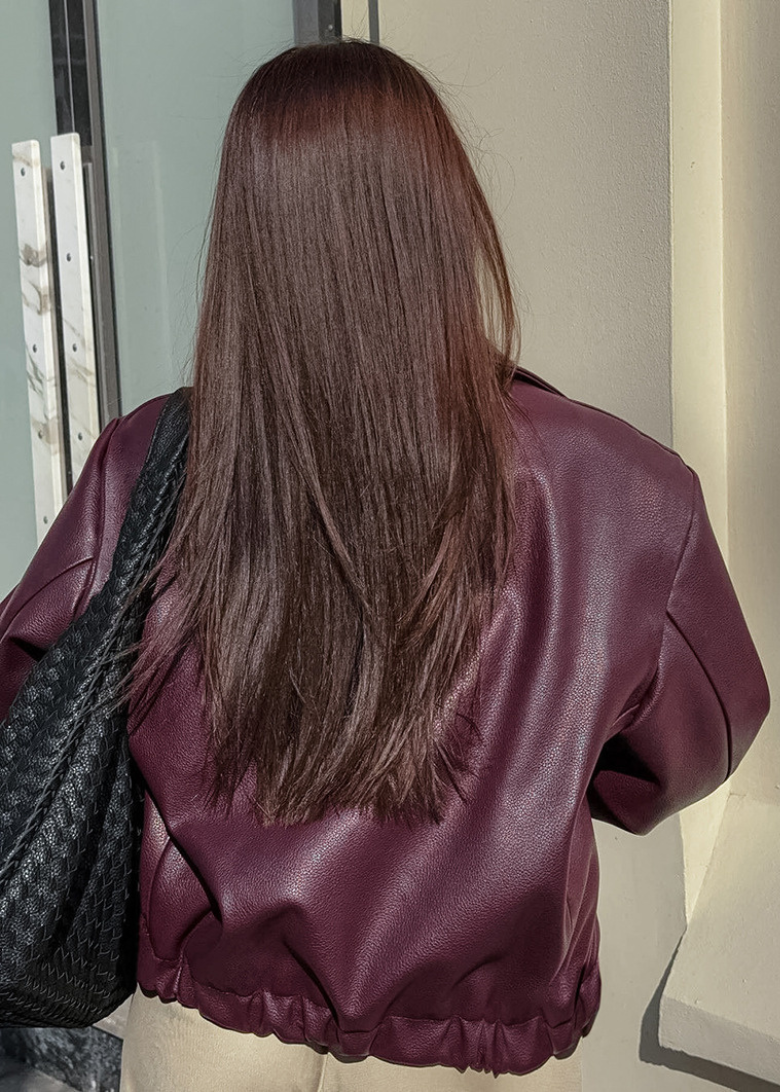 Women's Eco Leather Jacket with Zipper Pocket