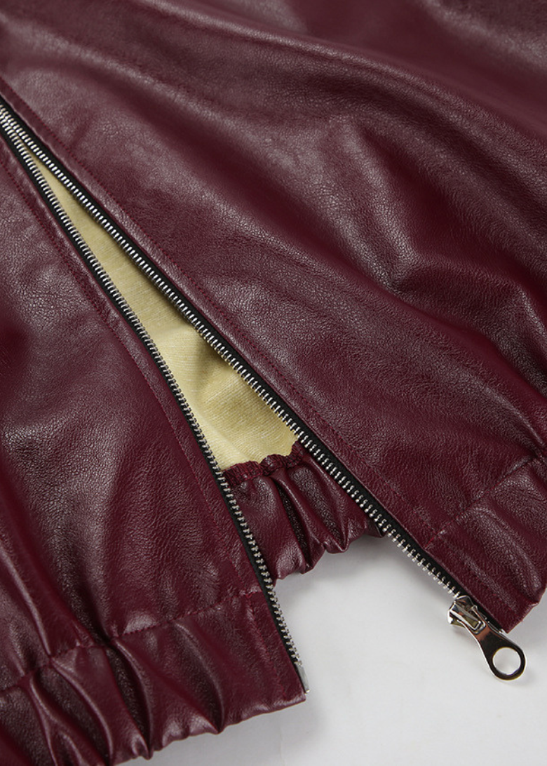 Women's Eco Leather Jacket with Zipper Pocket