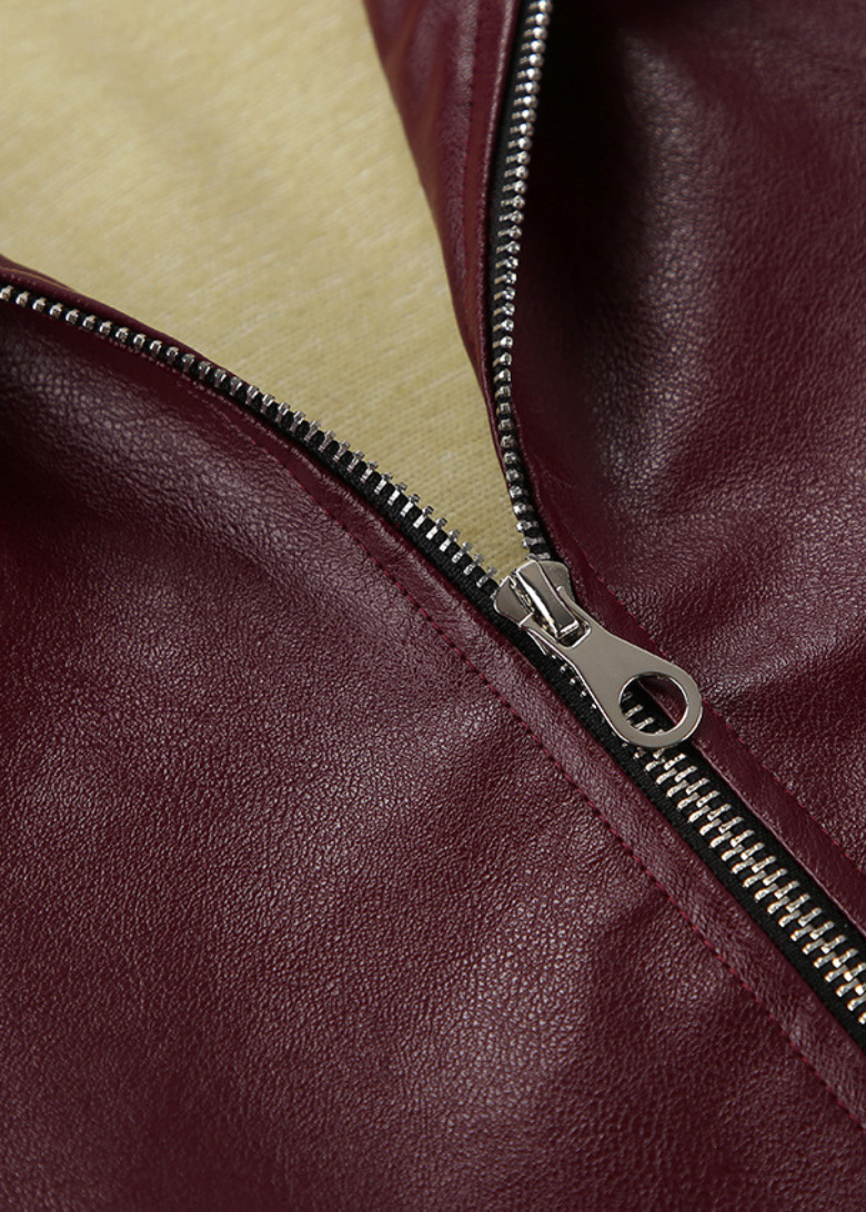 Women's Eco Leather Jacket with Zipper Pocket