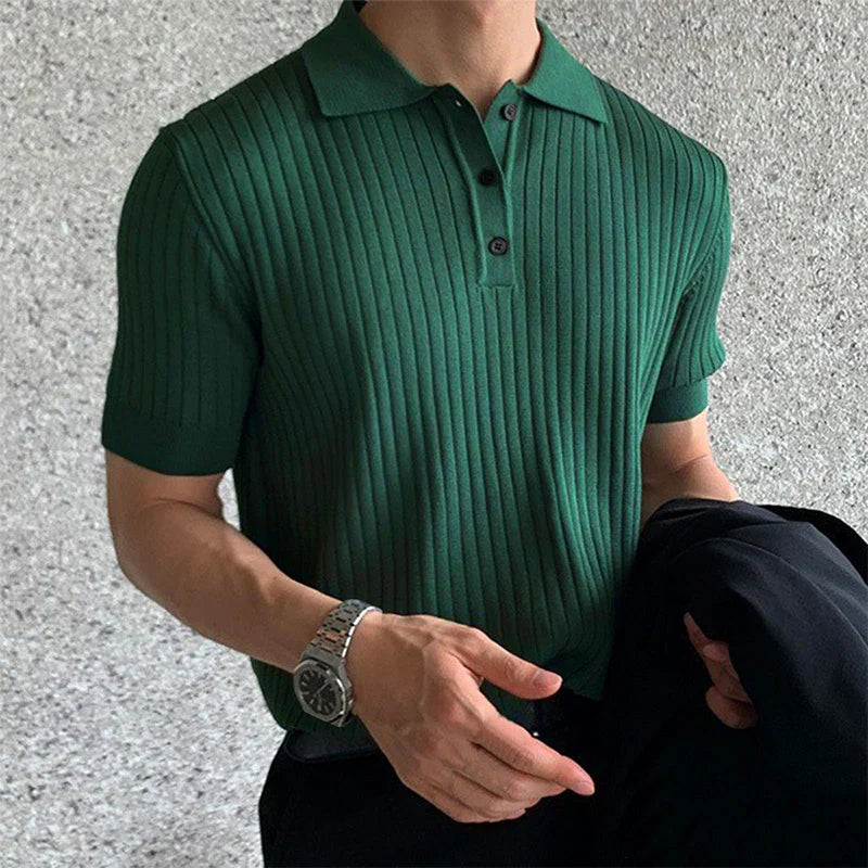 Men's Comfortable Ribbed Polo for a Timeless Casual Style