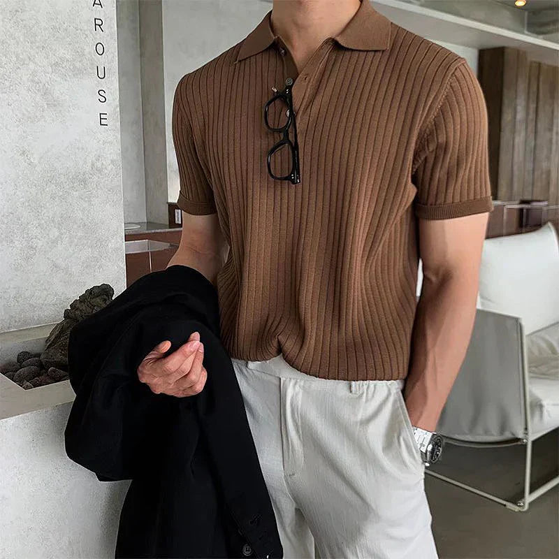Men's Comfortable Ribbed Polo for a Timeless Casual Style