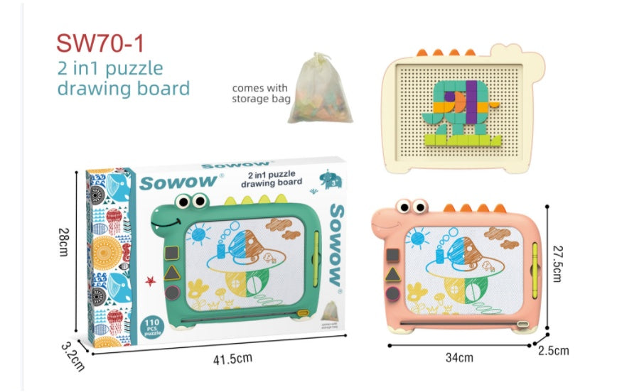 New Children's 2-in-1 Puzzle Board Mushroom Studs