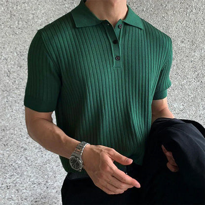 Men's Comfortable Ribbed Polo for a Timeless Casual Style